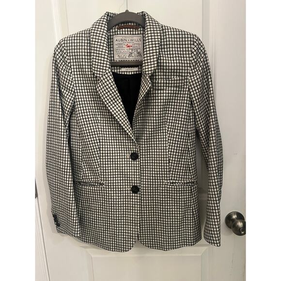 Aubin Wills LE Corpcore Blazer Single-breasted 8 Plaid White Black office siren